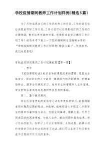 学校疫情期间教师工作计划样例（精选5篇）