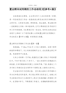 置业顾问试用期的工作总结范文【参考4篇】