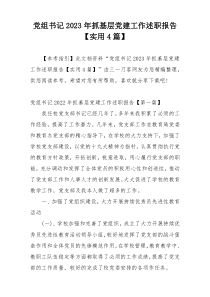 党组书记2023年抓基层党建工作述职报告【实用4篇】