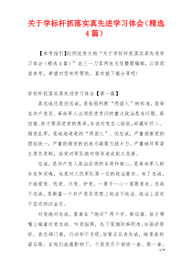 关于学标杆抓落实真先进学习体会（精选4篇）