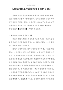 人事试用期工作总结范文【范例8篇】