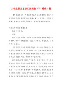 大学生转正思想汇报范例2023精编3篇