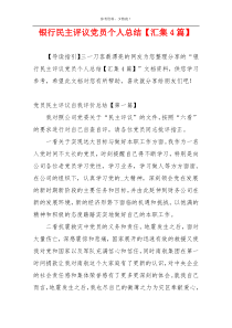 银行民主评议党员个人总结【汇集4篇】