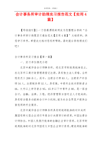 会计事务所审计助理实习报告范文【实用4篇】