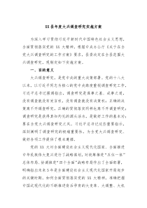XX县年度大兴调查研究实施方案