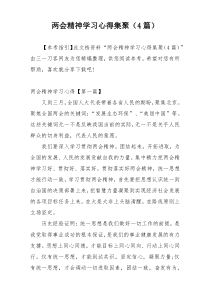 两会精神学习心得集聚（4篇）