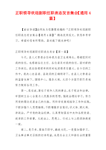 正职领导欢迎副职任职表态发言集合【通用4篇】