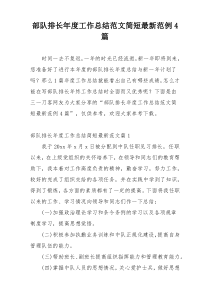 部队排长年度工作总结范文简短最新范例4篇