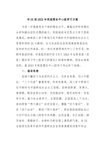 市XX局2023年党组理论中心组学习方案