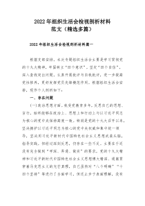 2022年组织生活会检视剖析材料