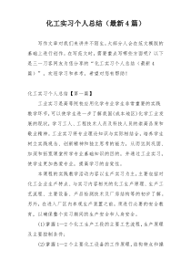 化工实习个人总结（最新4篇）