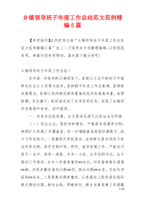 乡镇领导班子年度工作总结范文范例精编5篇