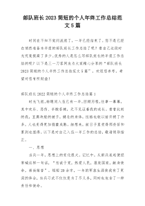 部队班长2023简短的个人年终工作总结范文5篇