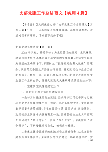 支部党建工作总结范文【实用4篇】