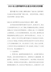 2023幼儿园师德师风自查自纠报告范例篇