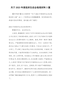 关于2023年度组织生活会检视材料3篇