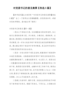 对党委书记的意见集聚【热选5篇】