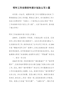 明年工作安排的年度计划怎么写3篇