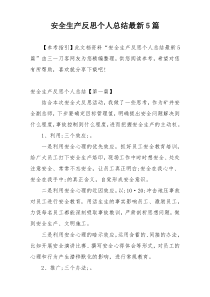 安全生产反思个人总结最新5篇