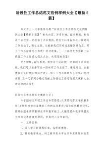 阶段性工作总结范文范例样例大全【最新5篇】