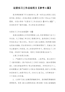 运营实习工作总结范文【参考4篇】