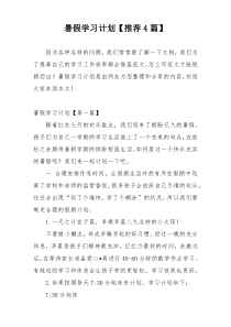 暑假学习计划【推荐4篇】
