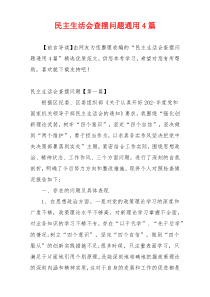 民主生活会查摆问题通用4篇