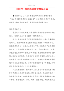 [600字]懂得感恩作文精编3篇