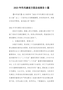 2023年作风建设方面总结报告3篇