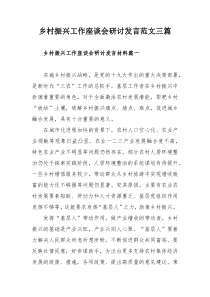 乡村振兴工作座谈会研讨发言范文三篇