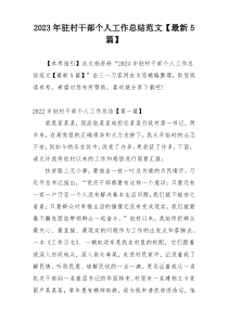 2023年驻村干部个人工作总结范文【最新5篇】