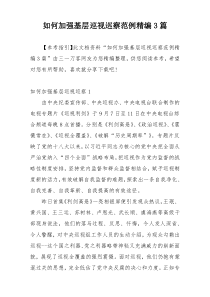 如何加强基层巡视巡察范例精编3篇