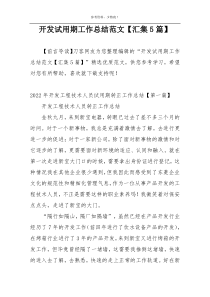 开发试用期工作总结范文【汇集5篇】