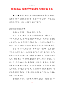 精编2023爱国爱党演讲稿范文精编3篇