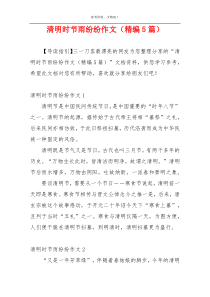 清明时节雨纷纷作文（精编5篇）