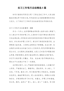 实习工作每月总结精选5篇