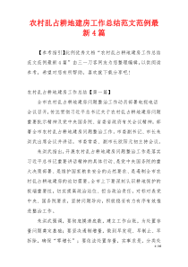 农村乱占耕地建房工作总结范文范例最新4篇