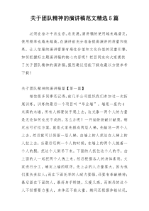 关于团队精神的演讲稿范文精选5篇