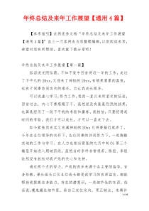年终总结及来年工作展望【通用4篇】