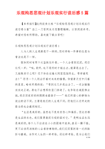 乐观构思悲观计划乐观实行读后感5篇