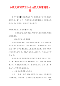 乡镇党政班子工作总结范文集聚精选4篇