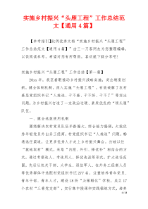 实施乡村振兴“头雁工程”工作总结范文【通用4篇】