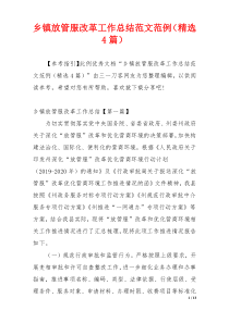 乡镇放管服改革工作总结范文范例（精选4篇）