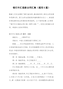 银行外汇借款合同汇集（通用5篇）