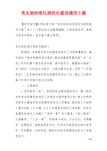 党支部标准化规范化建设通用5篇