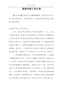 政府年度工作计划
