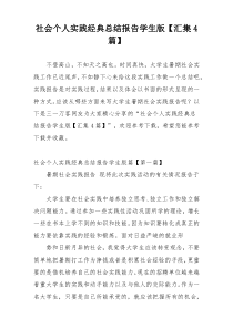 社会个人实践经典总结报告学生版【汇集4篇】
