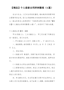 【精品】个人借款合同样例整理（4篇）