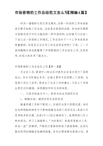 市场营销的工作总结范文怎么写【精编4篇】