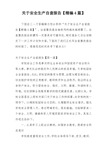 关于安全生产自查报告【精编4篇】